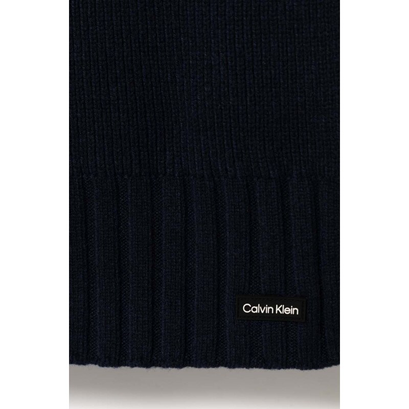 Vlněná šála Calvin Klein tmavomodrá barva