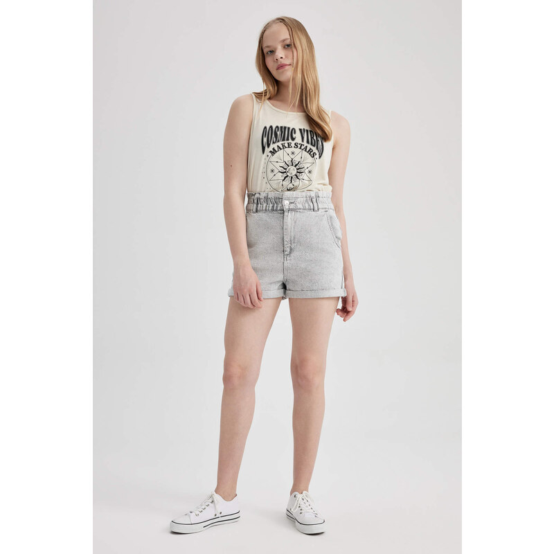 DEFACTO Paperbag Fit High waist Folded Leg Short