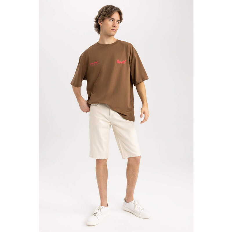 DEFACTO Oversize Fit Crew Neck Printed T-Shirt