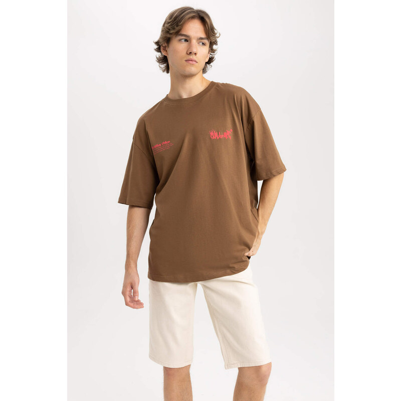 DEFACTO Oversize Fit Crew Neck Printed T-Shirt