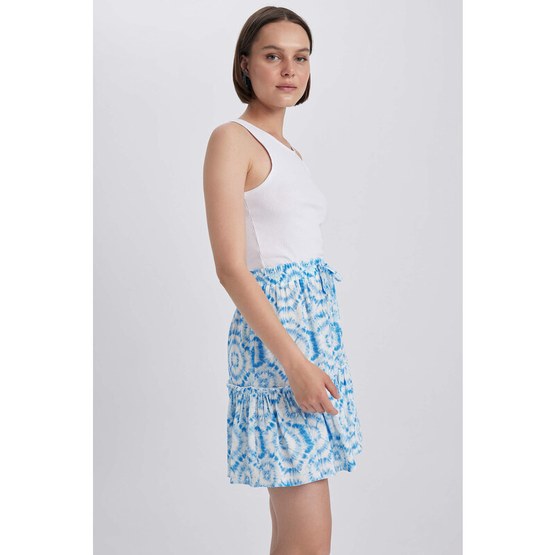 DEFACTO Batic Crinkle Viscose Mini Skirt