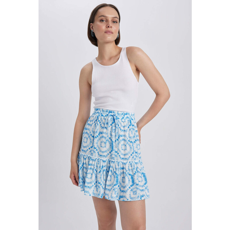 DEFACTO Batic Crinkle Viscose Mini Skirt