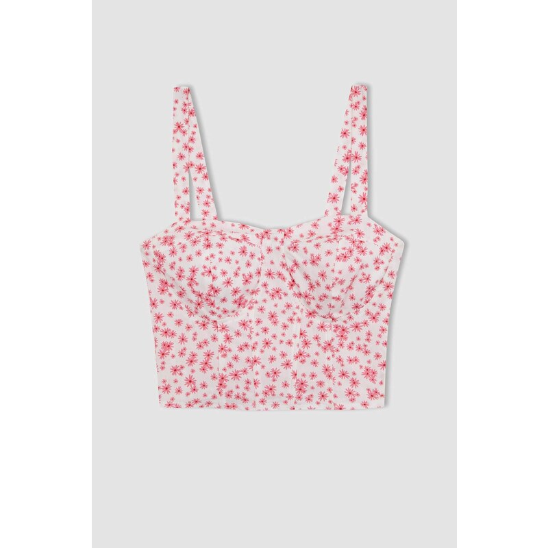 DEFACTO Heart Collar Printed Sleeveless Blouse