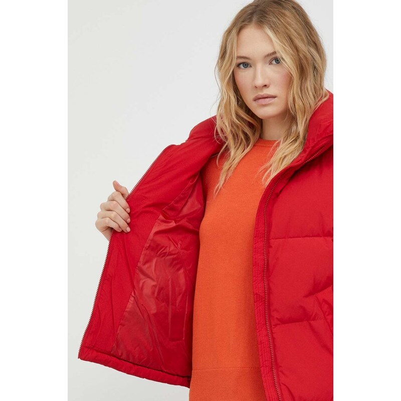 Péřová bunda United Colors of Benetton dámská, červená barva, zimní