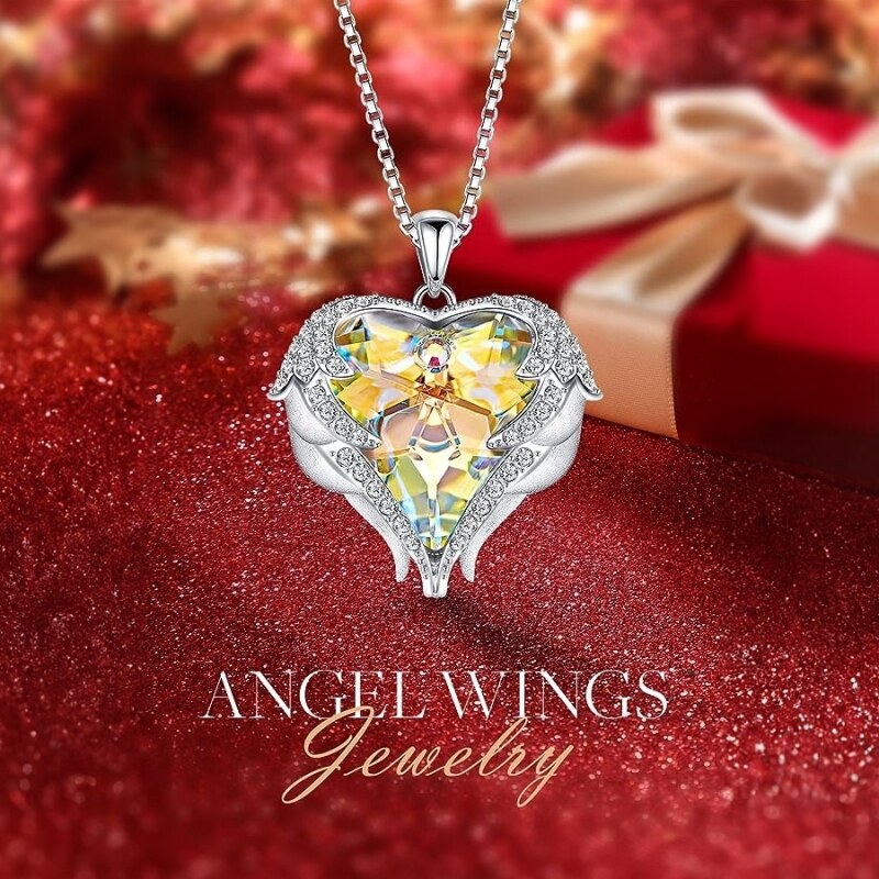 Éternelle Náhrdelník Swarovski Elements Angel Wings Yellow - andělská křídla