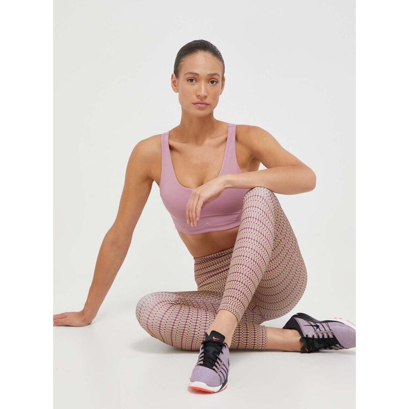 Legíny na jógu adidas Performance Studio růžová barva