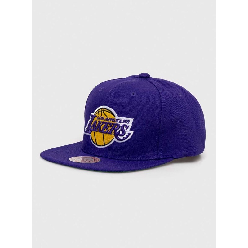 Kšiltovka Mitchell&Ness LOS ANGELES LAKERS fialová barva, s aplikací