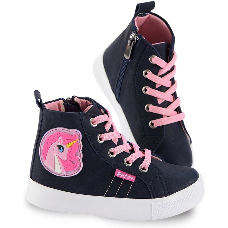 Denokids Unicorn Navy Blue Girls' Sneakers Sneakers.