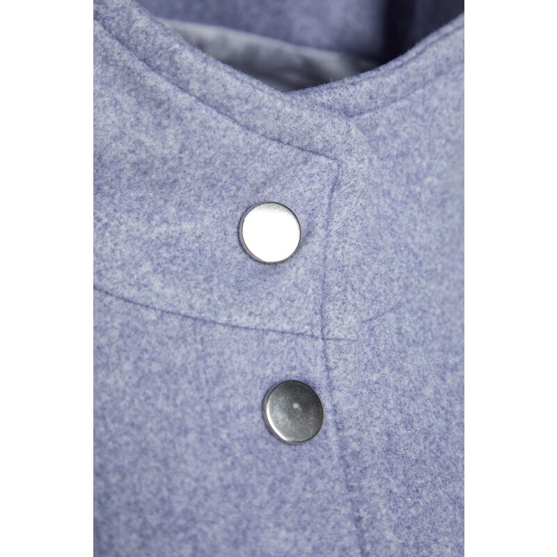 Trendyol Blue Oversize širokoúhlý nařasený detailní razítkový kabát