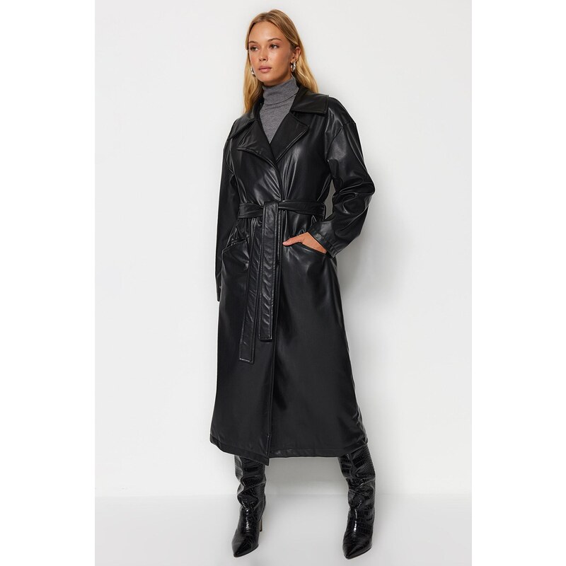Dámský kabát Trendyol TWOAW23TR00016/Black