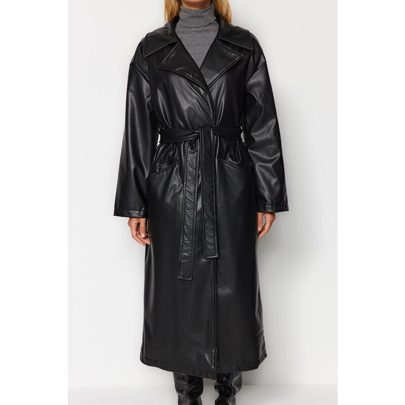 Dámský kabát Trendyol TWOAW23TR00016/Black