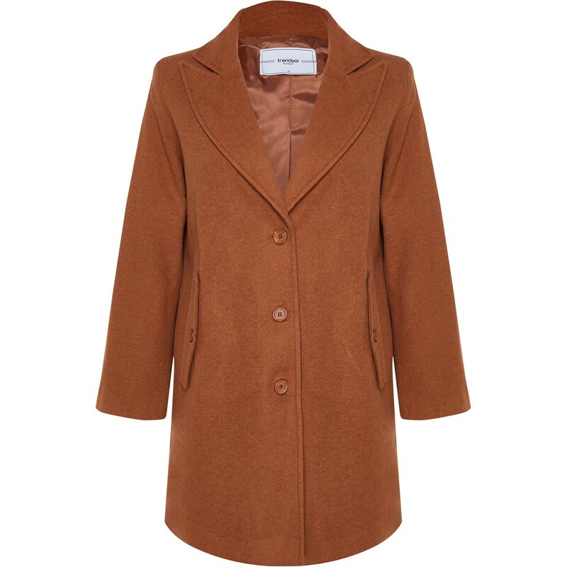 Trendyol Camel Premium Oversize Wide Cut Stamped Coat