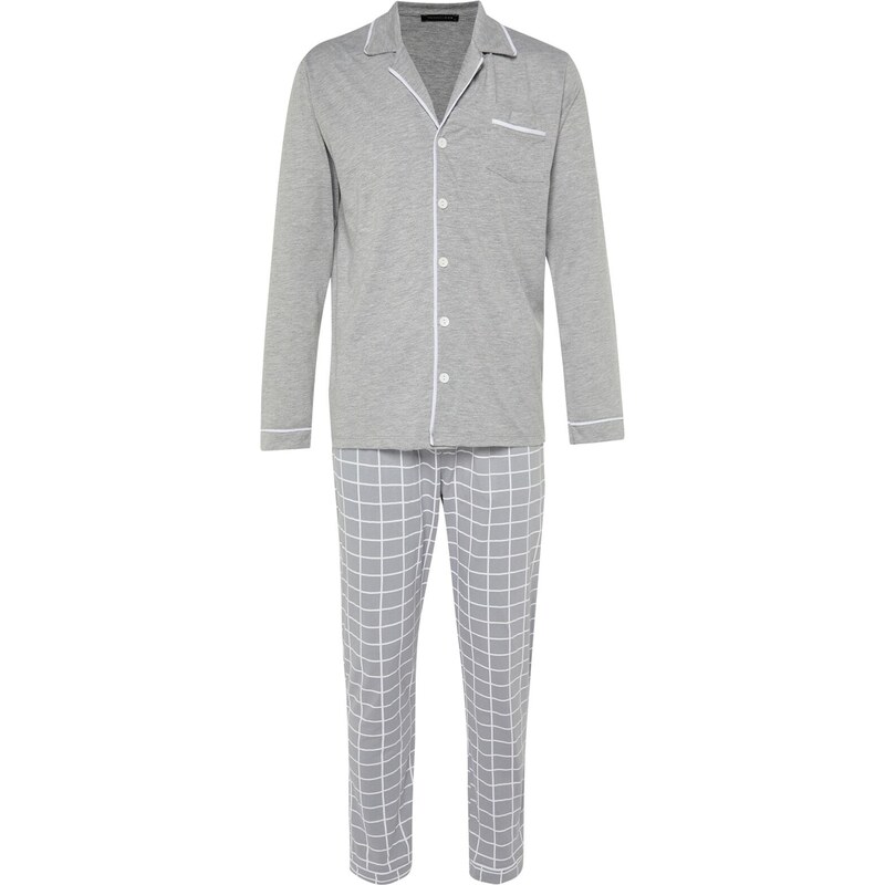 Trendyol Gray Regular Fit Piping Detailed Knitted Pajamas Set