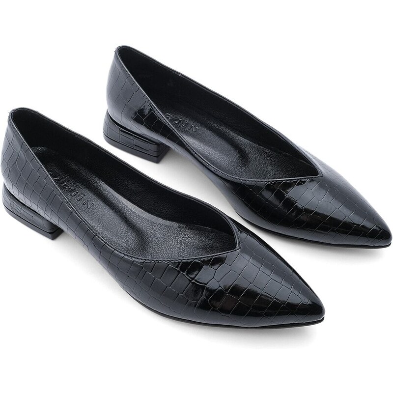 Marjin Women's Flats Pointed Toe Evka Black