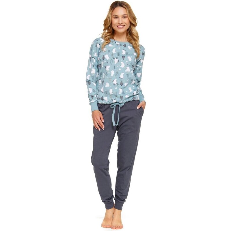 DN Nightwear Dámské pyžamo Ice blue s medvědy