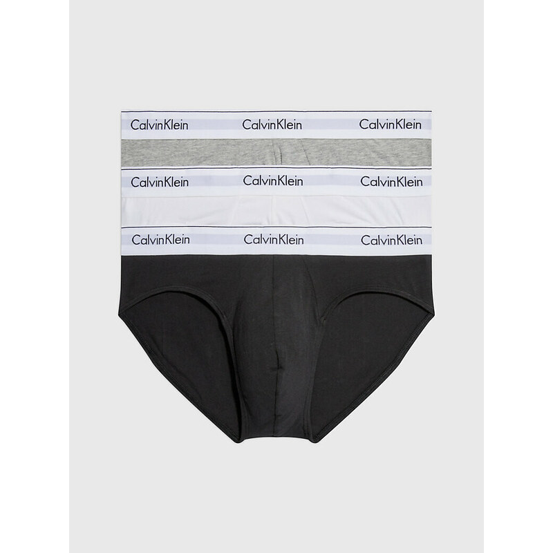 Pánské slipy 3 Pack Briefs Modern Cotton 000NB2379AMP1 černá/bílá/šedá - Calvin Klein