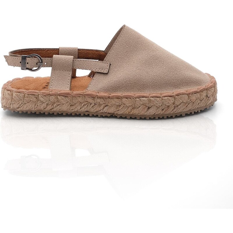 Marjin Women's Straw Detailed Closed Espadrilles Sandals Daily Nineteen Beige Sandals.