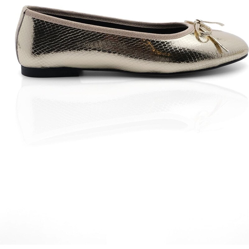 Marjin Women's Daily Flats Metallic Round Toe Ballerina Flats Adusa Golden Snake