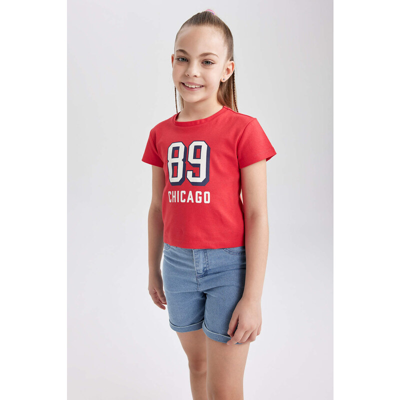 DEFACTO Girl Slim Fit Rib Short Sleeve T-Shirt