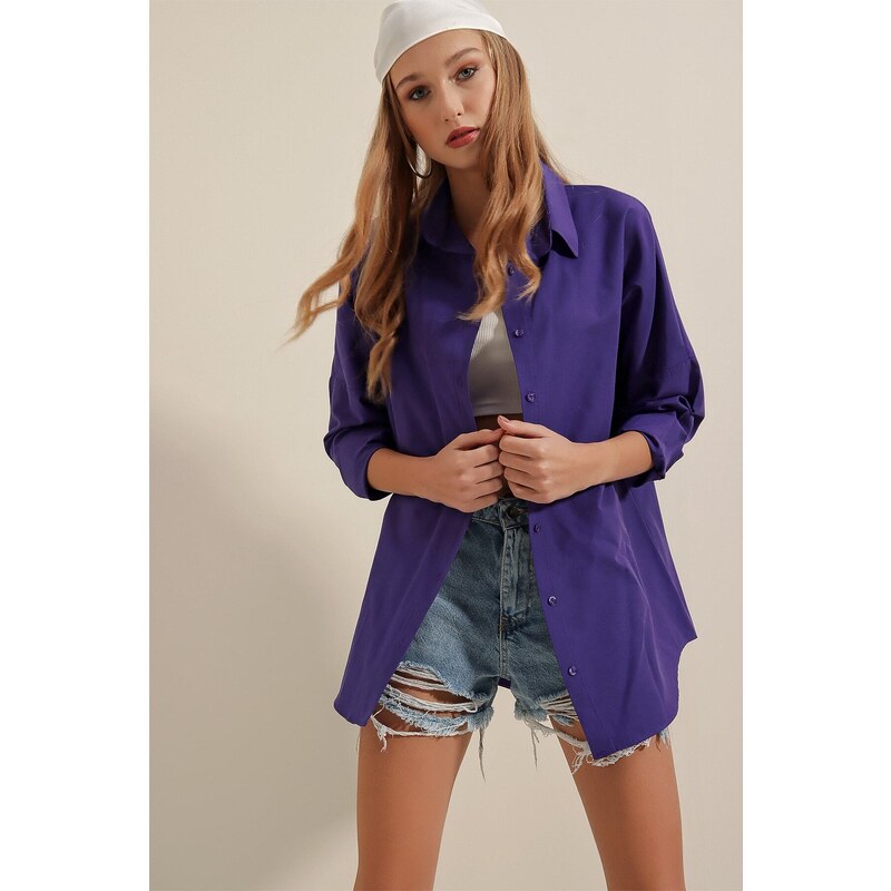 Bigdart 3900 Oversize Basic Long Shirt - Purple