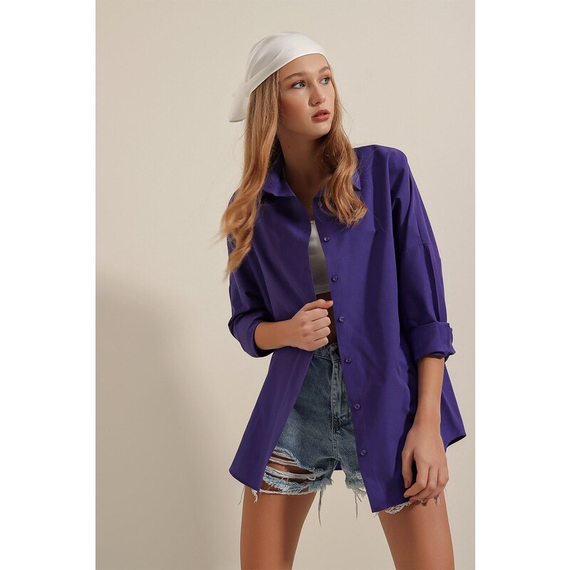 Bigdart 3900 Oversize Basic Long Shirt - Purple