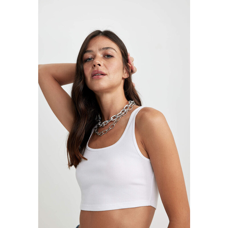 DEFACTO Crop Square Collar Corded Camisole Singlet