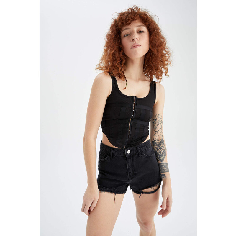 DEFACTO Coool Fitted Agraf and Corset Detailed Camisole Crop Athlete