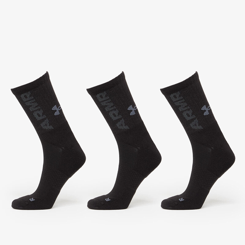 Pánské ponožky Under Armour 3-Maker Cushioned Mid-Crew 3-Pack Socks Black