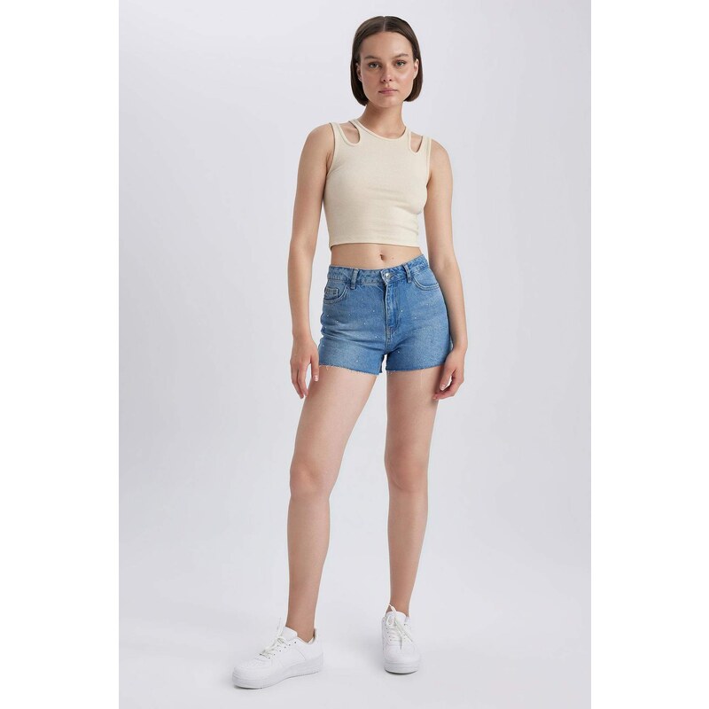 DEFACTO Normal Waist Cut Ended Trousers Short