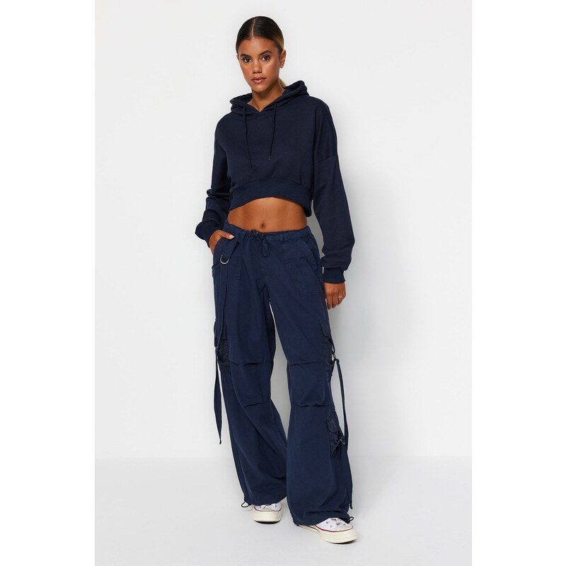 Trendyol Navy Blue Regular Waist Jogger Jeans s cargo kapsou