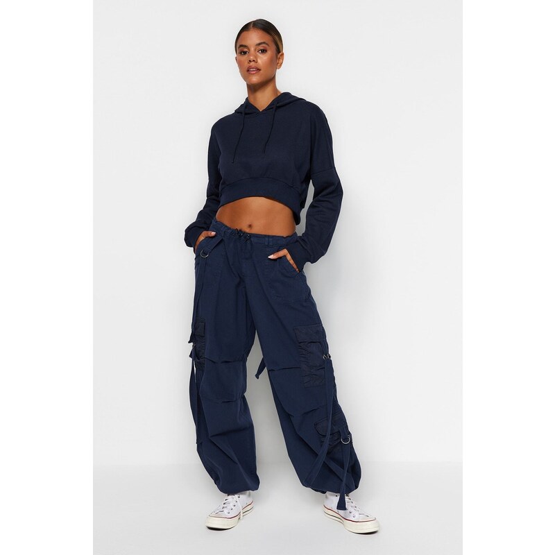 Trendyol Navy Blue Regular Waist Jogger Jeans s cargo kapsou