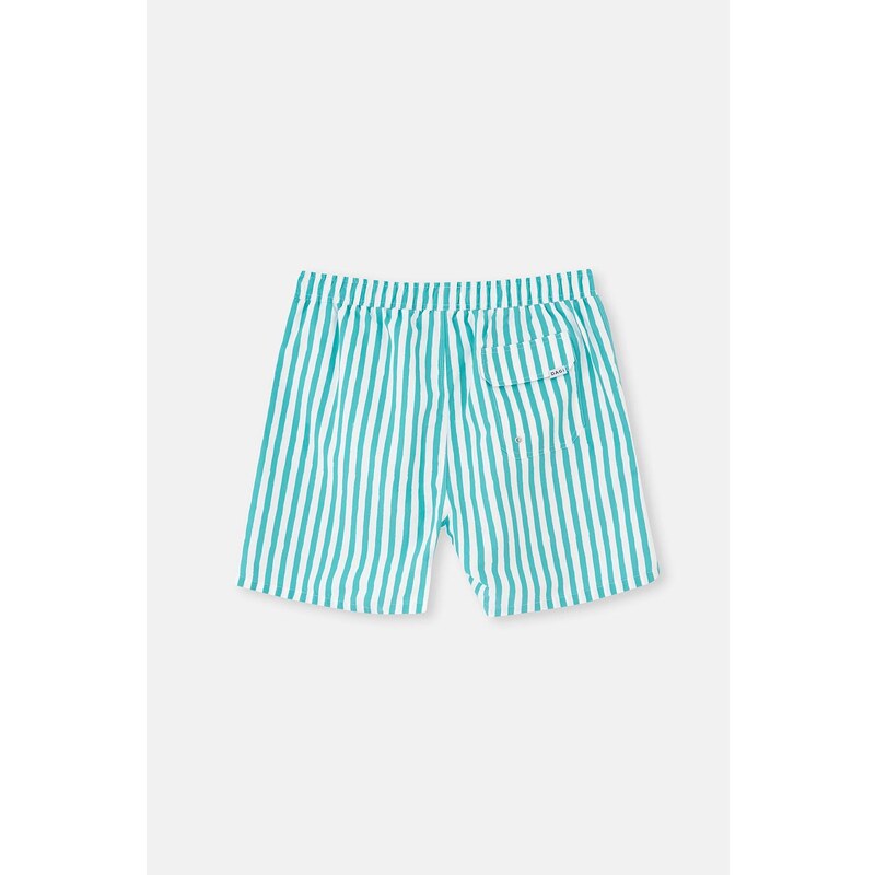 Dagi Green-White Striped Mini Shorts