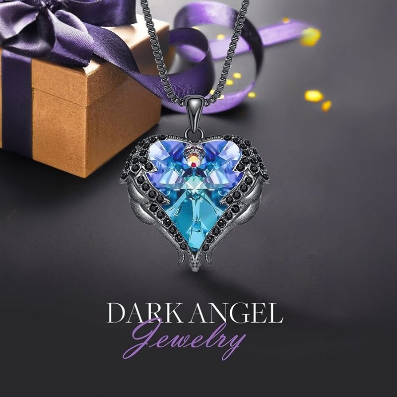 Éternelle Náhrdelník Swarovski Elements Dark Angel Violet - andělská křídla