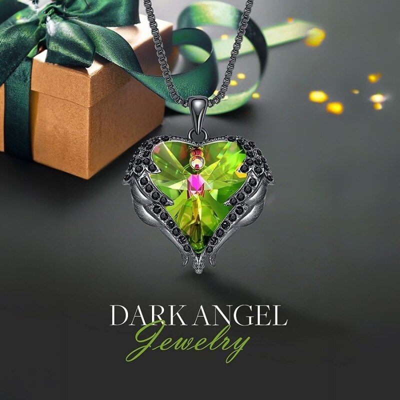 Éternelle Náhrdelník Swarovski Elements Dark Angel Green - andělská křídla