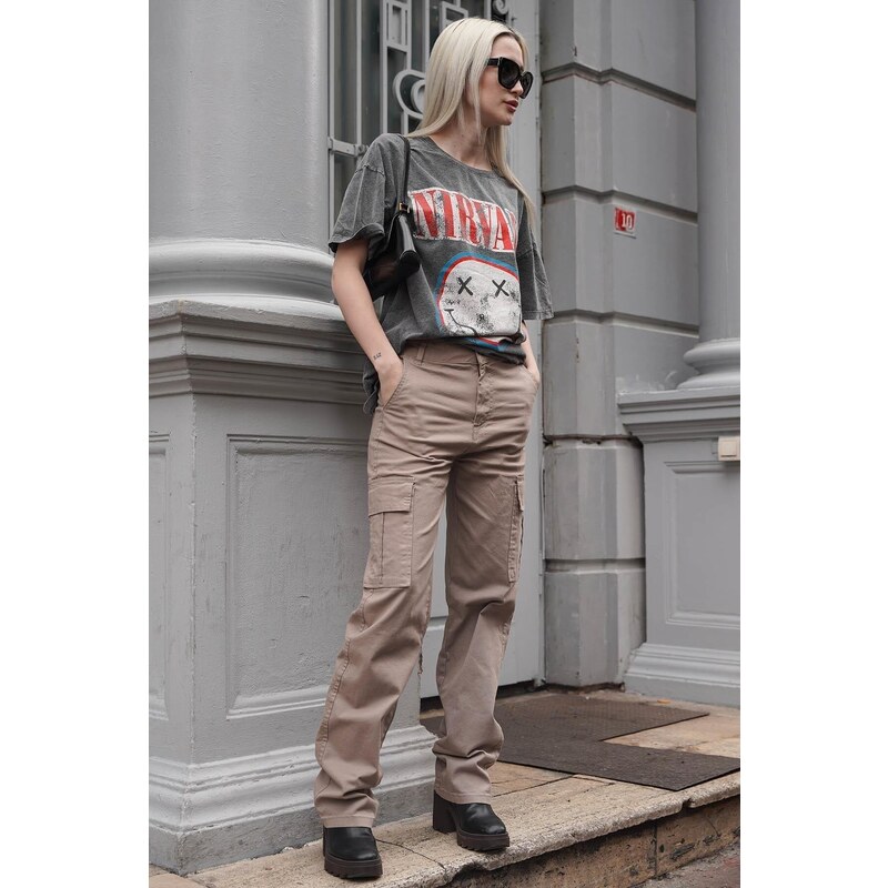 Madmext Stone Colored Cargo Pants With Pocket Detail