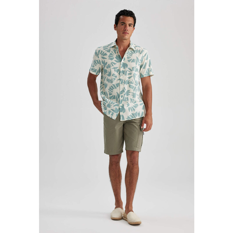 DEFACTO Regular Fit Poplin Printed Short Sleeve Shirt