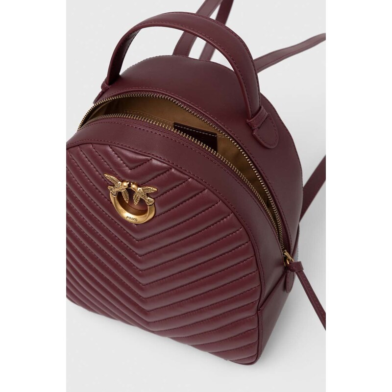 Kožený batoh Pinko Answear Exclusive dámský, vínová barva, malý, hladký, 102530.A0GK