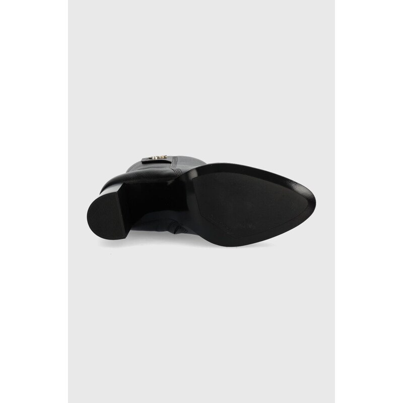Kožené kotníkové boty Calvin Klein CUP HEEL ANKLE BOOT W/HW 80 dámské, černá barva, na podpatku, HW0HW01750