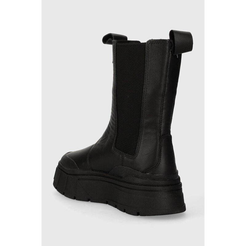 Kožené kotníkové boty Puma Mayze Stack Chelsea Wns dámské, černá barva, na platformě