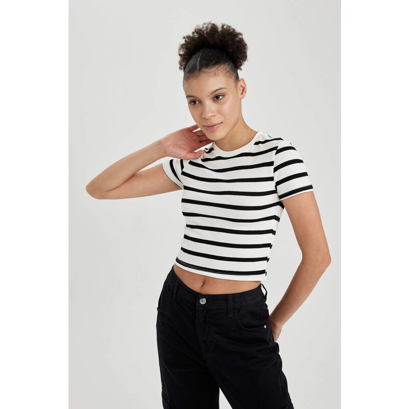 DEFACTO Coool Fitted Striped Short Sleeve T-Shirt