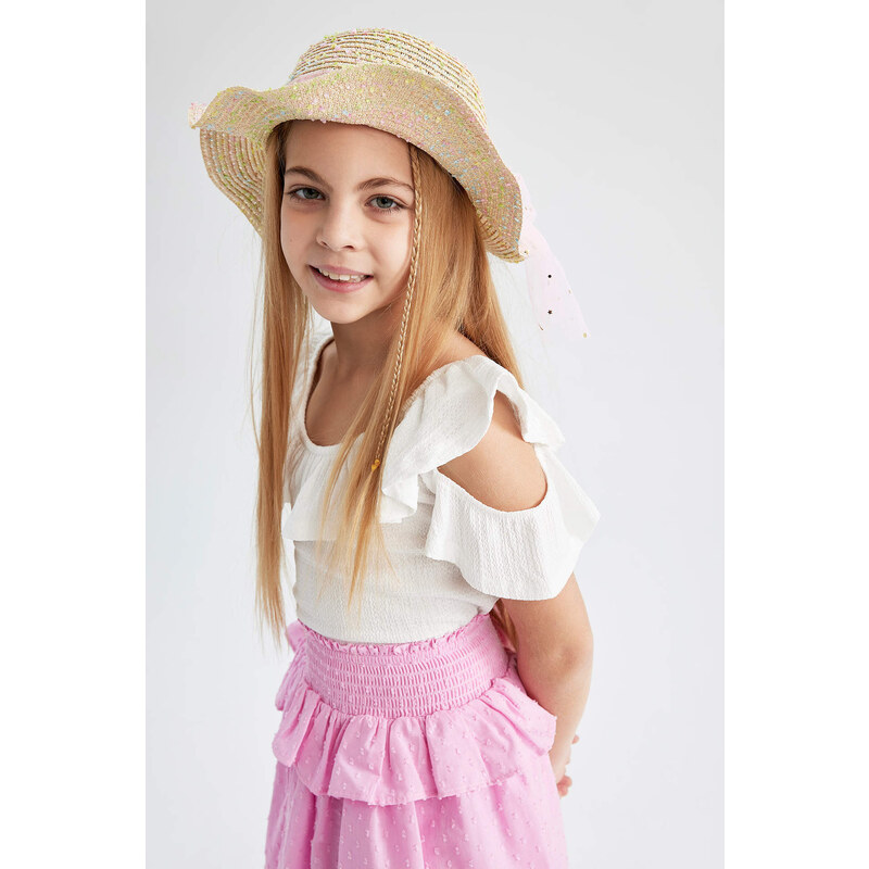 DEFACTO Girl Embroidered Straw Hat