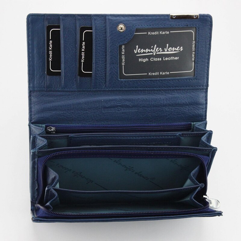 Dámská velká kožená peněženka Jenifer Jones 5288-2 - modrá
