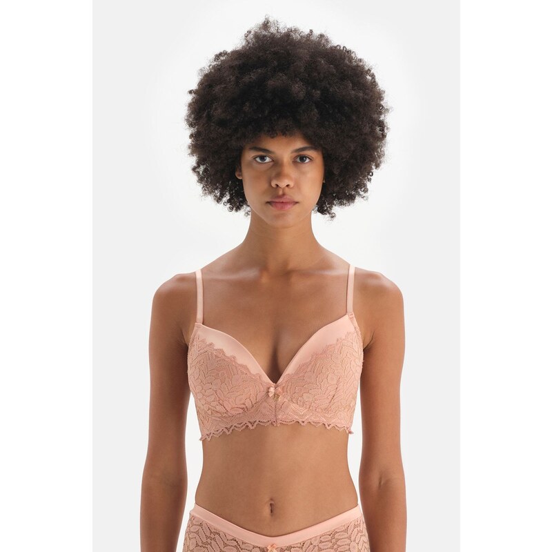 Dagi Salmon Underwire Unpadded Satin Detailed Lace Bra