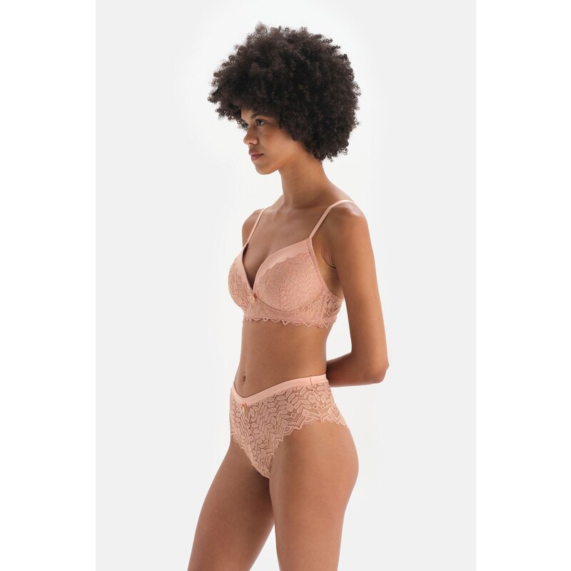 Dagi Salmon Underwire Unpadded Satin Detailed Lace Bra