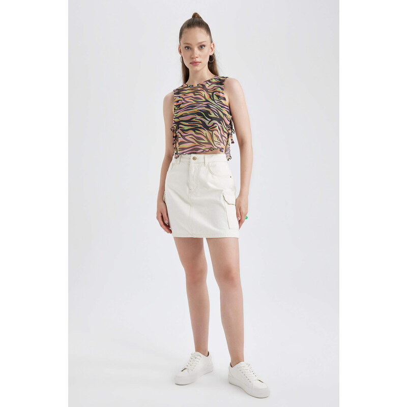 DEFACTO Loose Fit Printed Tulle Undershirt