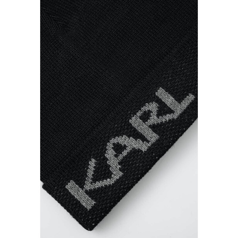 Čepice z vlněné směsi Karl Lagerfeld černá barva
