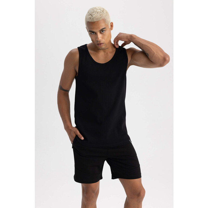 DEFACTO Slim Fit Printed Ribana Crew Neck Sleeveless Undershirt