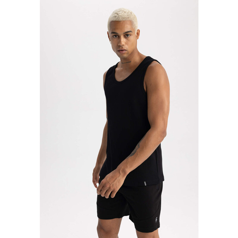 DEFACTO Slim Fit Printed Ribana Crew Neck Sleeveless Undershirt