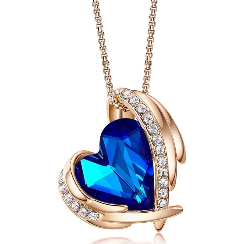 Éternelle Náhrdelník Swarovski Elements Amorita Gold Sapphire Blue