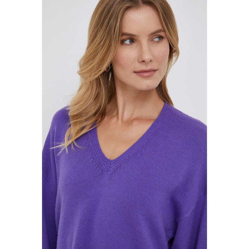 Vlněný svetr United Colors of Benetton dámský, fialová barva